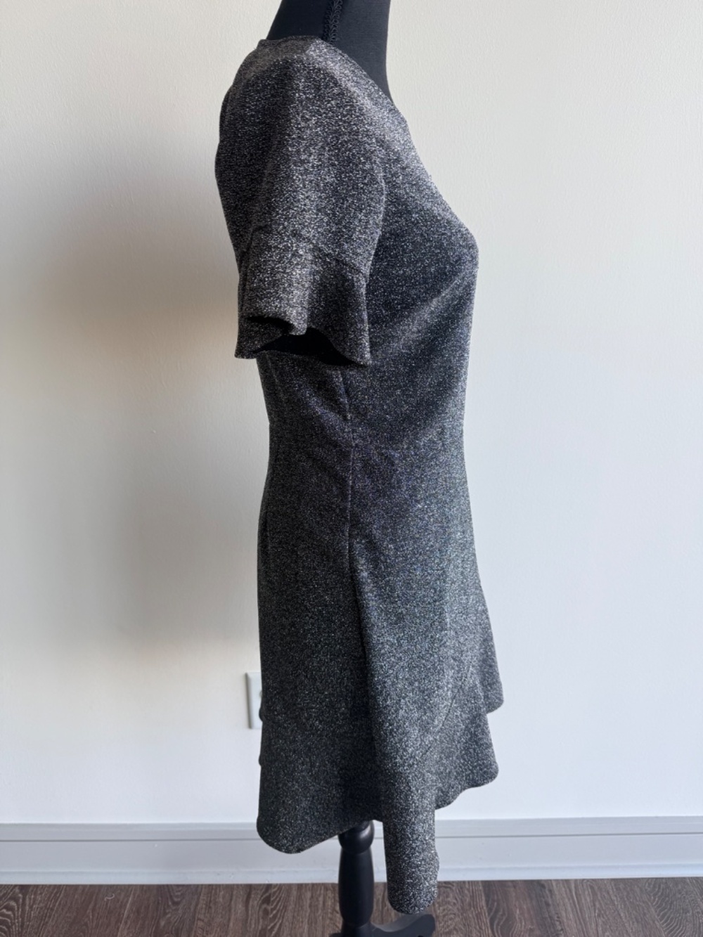 Silver Festive Flared Dress. Size Small - Picture 4 of 6